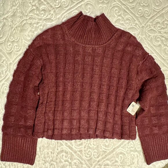 FREE PEOPLE Care FP Soul Searcher Mock Neck Sweater / Wine Heather New with Tags - Picture 4 of 8